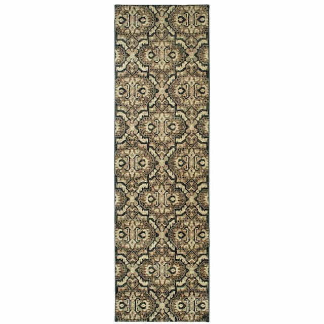 Raleigh 4927K Brown/ Navy Indoor Area Rug - 2'3" x 7'6"