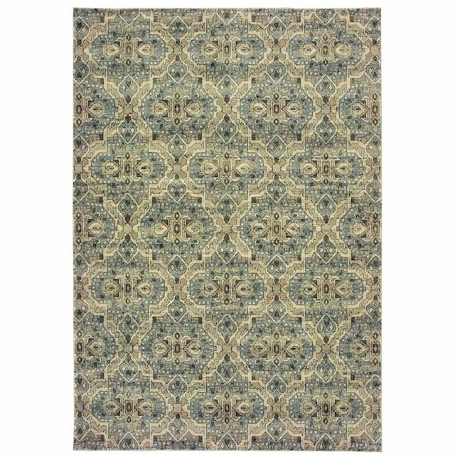 Raleigh 4927L Ivory/ Blue Indoor Area Rug - 5'3" x 7'6"