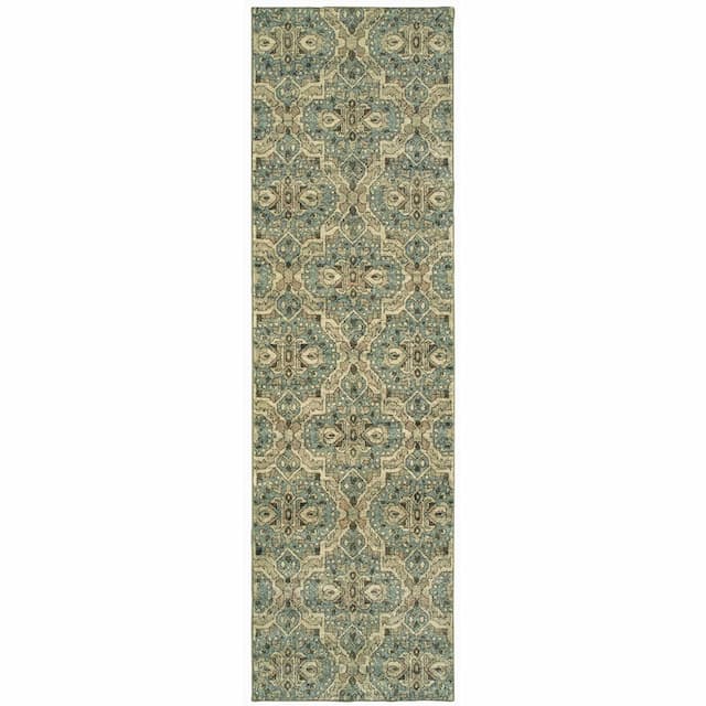 Raleigh 4927L Ivory/ Blue Indoor Area Rug - 2'3" x 7'6"