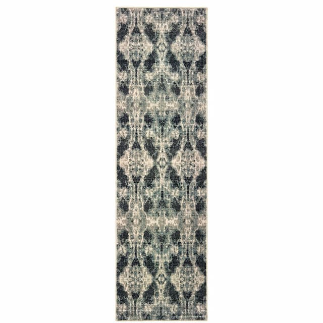 Raleigh 5507B Grey/ Blue Indoor Area Rug - 2'3" x 7'6"