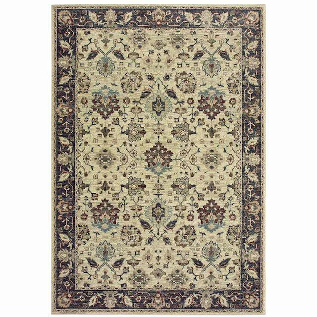 Raleigh 8026E Ivory/ Navy Indoor Area Rug - 7'10" x 10'10"