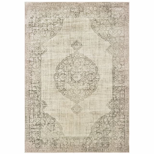 Raleigh 099D5 Ivory/ Grey Indoor Area Rug - 1'10" x 3'