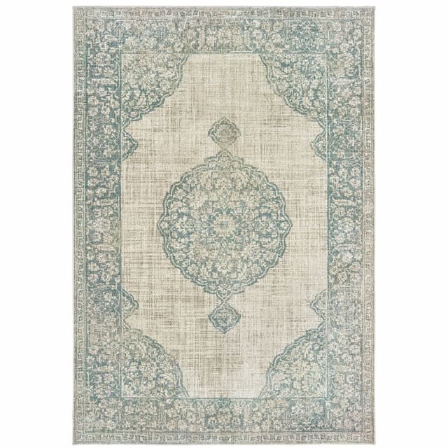 Raleigh 099J5 Ivory/ Blue Indoor Area Rug - 1'10" x 3'