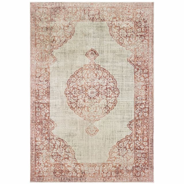 Raleigh 099W5 Ivory/ Pink Indoor Area Rug - 1'10" x 3'