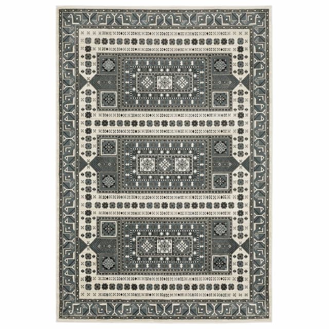 Raylan RAY01 Grey/ Blue Indoor Area Rug - 3'3" x 5'