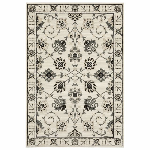 Raylan RAY03 Ivory/ Grey Indoor Area Rug - 3'3" x 5'