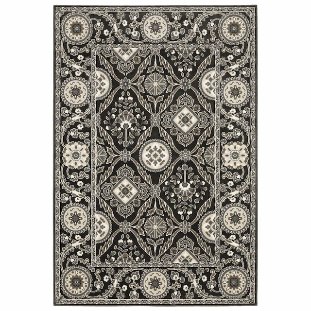 Raylan RAY05 Charcoal/ Grey Indoor Area Rug - 2'3" x 7'6"