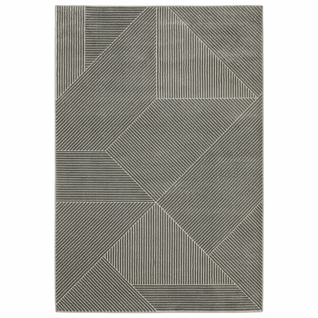 Raylan RAY08 Grey/ Ivory Indoor Area Rug - 3'3" x 5'