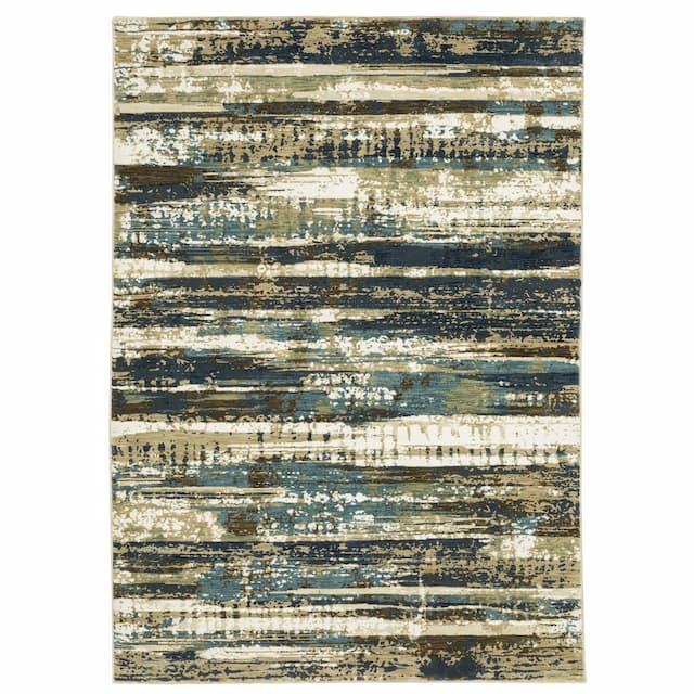 Reed RE02A Beige/ Blue Indoor Area Rug - 2'3" x 7'6"