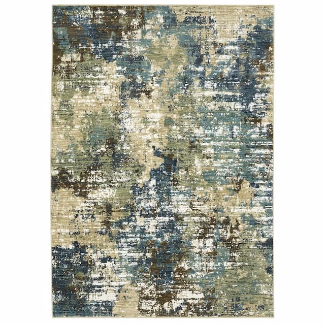 Reed RE06A Blue/ Green Indoor Area Rug - 2'3" x 7'6"