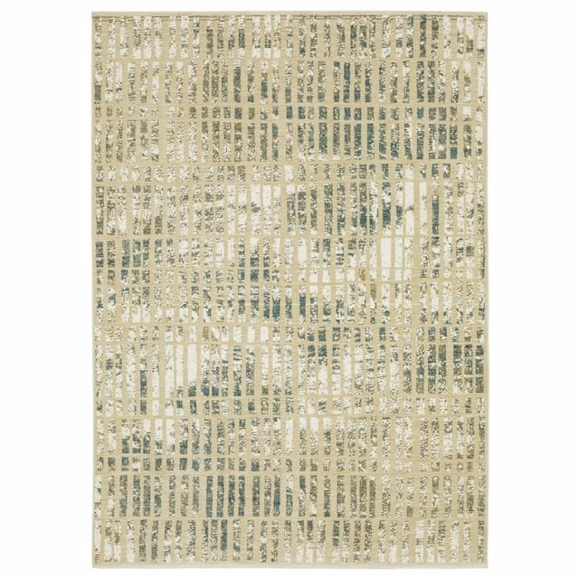 Reed RE12W Beige/ Blue Indoor Area Rug - 2'3" x 7'6"