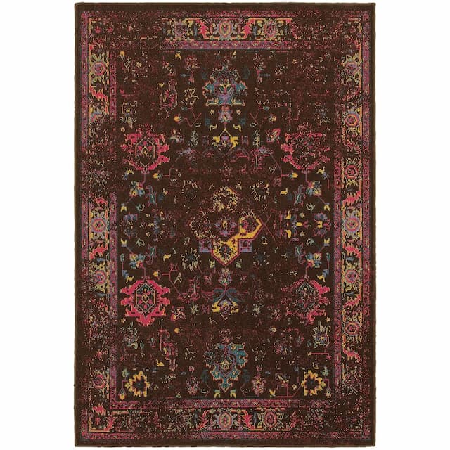 Revival 3689I Brown/ Multi Indoor Area Rug - 9'10" x 12'10"