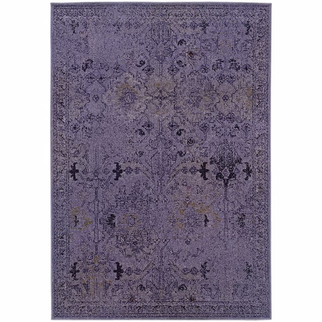 Revival 8023M Purple/ Grey Indoor Area Rug - 1'10" x 3'3"