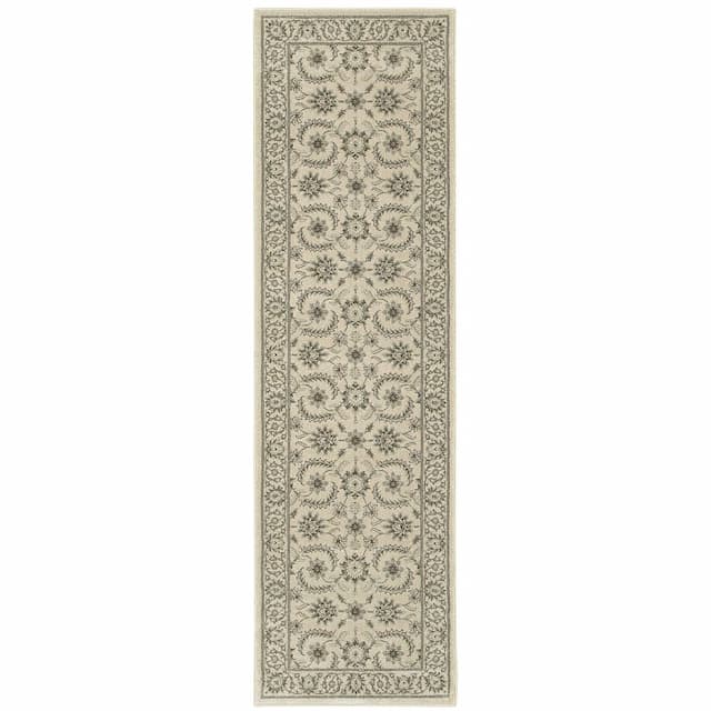 Richmond 114J3 Ivory/ Grey Indoor Area Rug - 2'3" x 7'6"