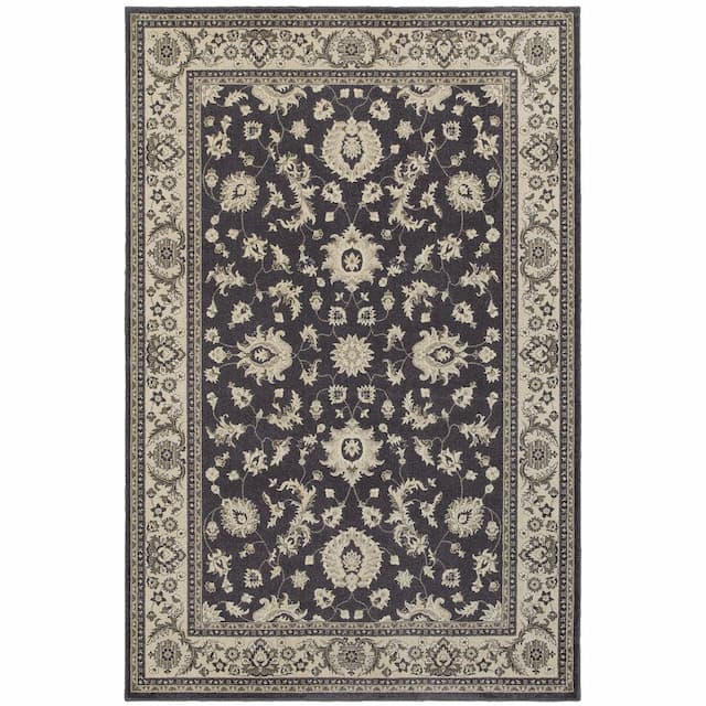 Richmond 117H3 Charcoal/ Ivory Indoor Area Rug - 1'10" x 3'