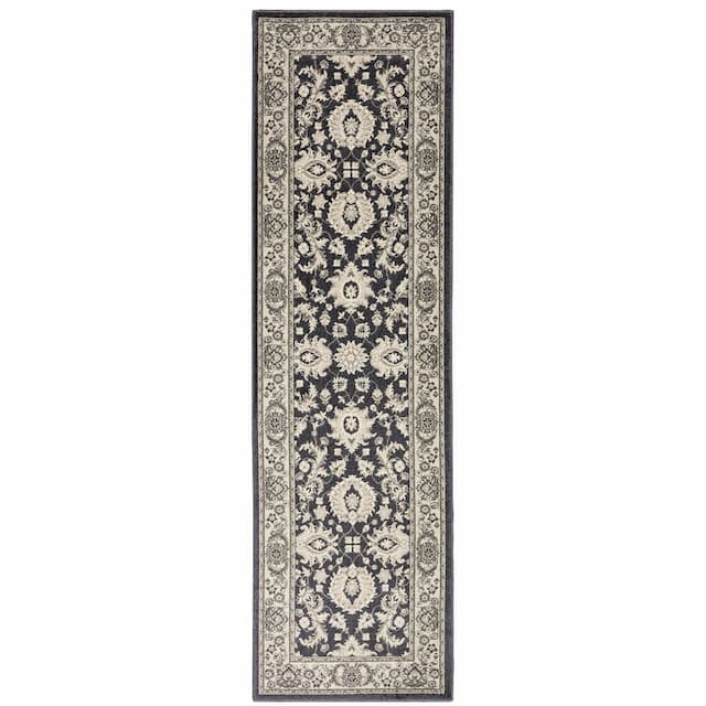 Richmond 117H3 Charcoal/ Ivory Indoor Area Rug - 2'3" x 7'6"