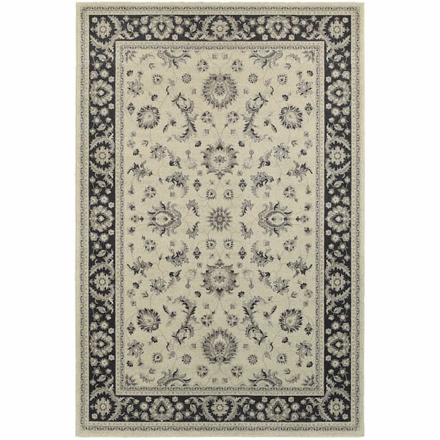 Richmond 117W3 Ivory/ Navy Indoor Area Rug - 1'10" x 3'