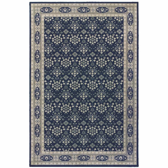 Richmond 119B3 Navy/ Grey Indoor Area Rug - 1'10" x 3'