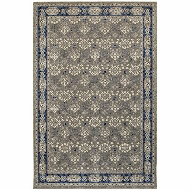 Richmond 119U3 Grey/ Navy Indoor Area Rug - 1'10" x 3'