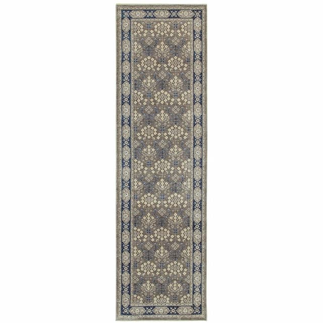 Richmond 119U3 Grey/ Navy Indoor Area Rug - 2'3" x 7'6"