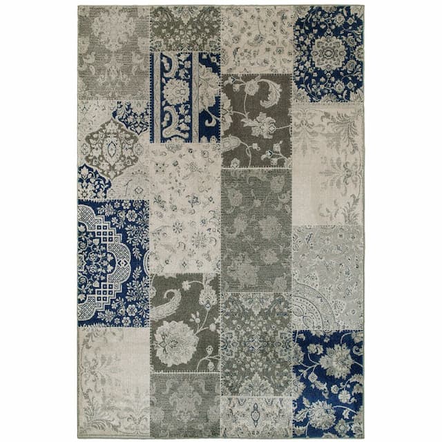 Richmond 1338B Ivory/ Grey Indoor Area Rug - 1'10" x 3'