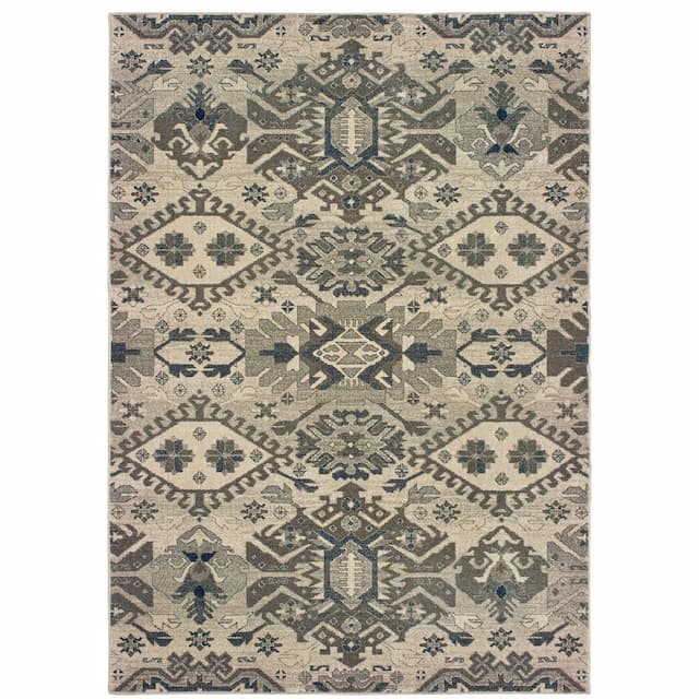 Richmond 1807J Grey/ Brown Indoor Area Rug - 3'10" x 5'5"