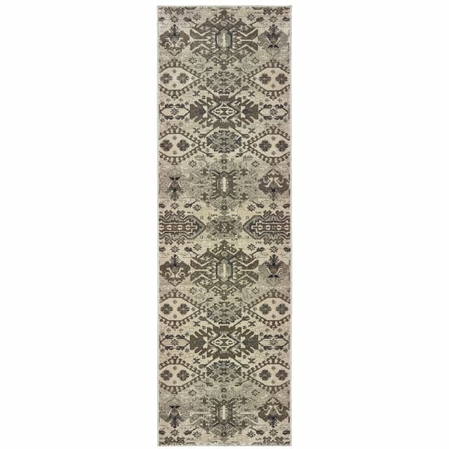 Richmond 1807J Grey/ Brown Indoor Area Rug - 2'3" x 7'6"