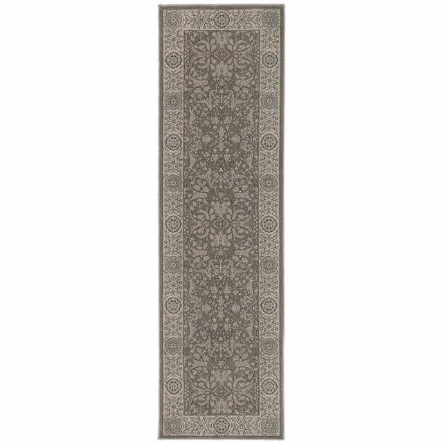 Richmond 001E3 Grey/ Ivory Indoor Area Rug - 2'3" x 7'6"