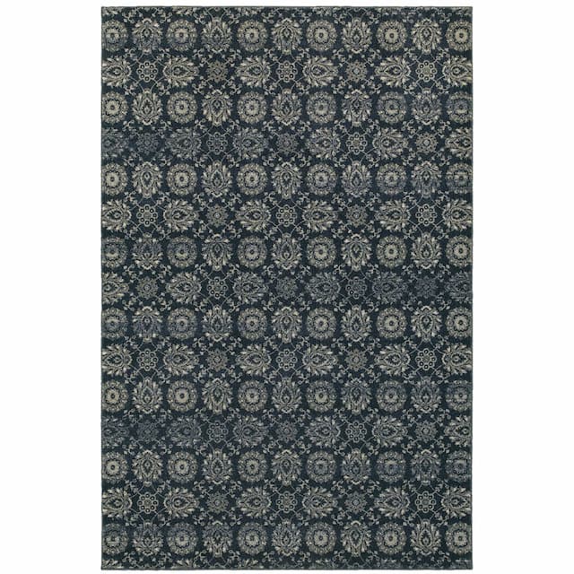 Richmond 214H3 Navy/ Grey Indoor Area Rug - 1'10" x 3'