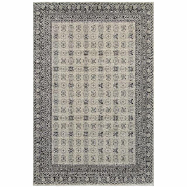 Richmond 4440S Ivory/ Grey Indoor Area Rug - 1'10" x 3'