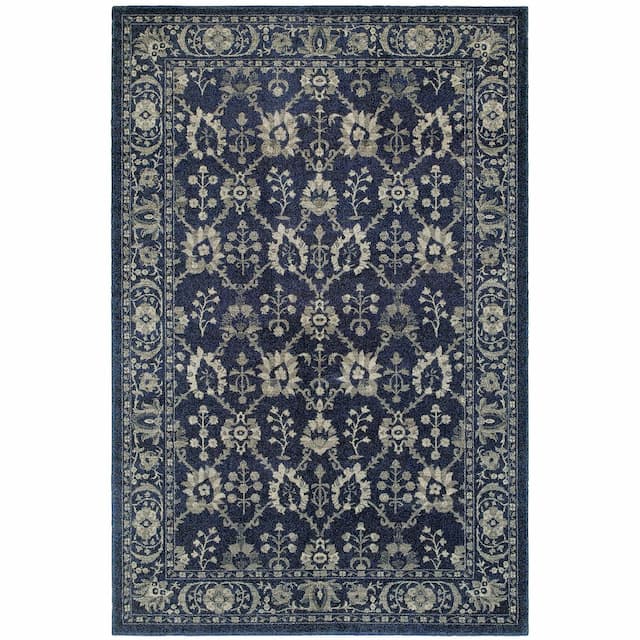 Richmond 8020K Navy/ Grey Indoor Area Rug - 1'10" x 3'