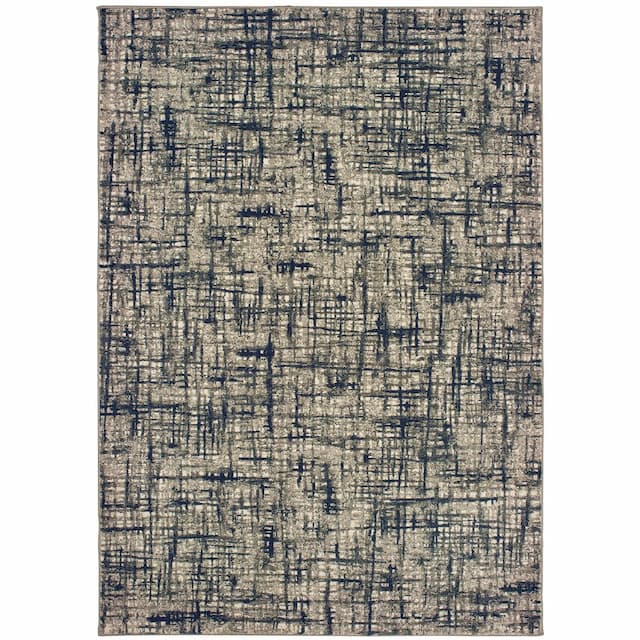 Richmond 802K3 Grey/ Navy Indoor Area Rug - 1'10" x 3'