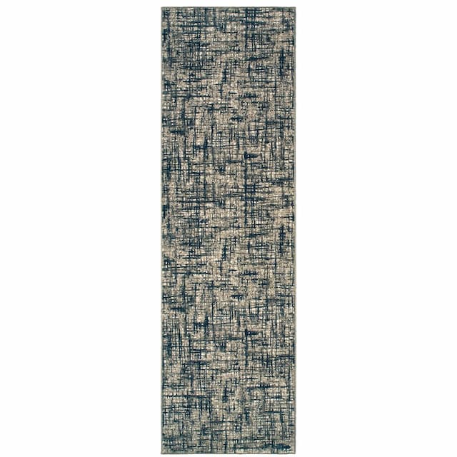 Richmond 802K3 Grey/ Navy Indoor Area Rug - 2'3" x 7'6"