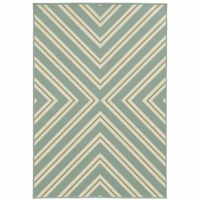 Riviera 4589A Blue/ Ivory Indoor/Outdoor Area Rug - 1'9" x 3'9"