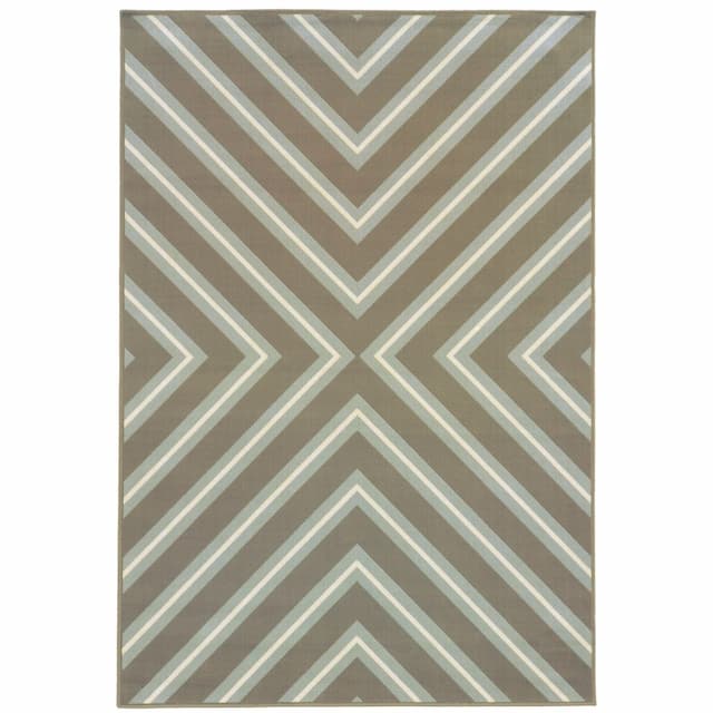 Riviera 4589D Grey/ Blue Indoor/Outdoor Area Rug - 1'9" x 3'9"