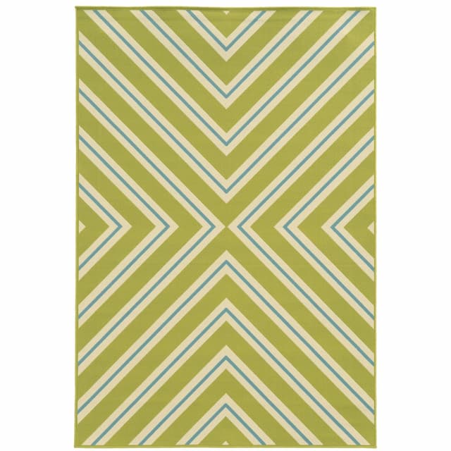 Riviera 4589M Green/ Ivory Indoor/Outdoor Area Rug - 1'9" x 3'9"