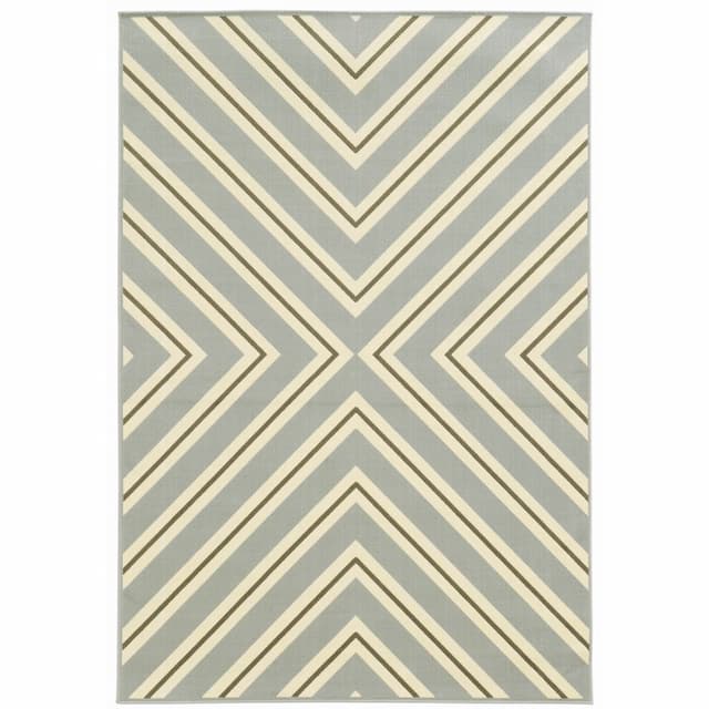 Riviera 4589P Grey/ Ivory Indoor/Outdoor Area Rug - 1'9" x 3'9"