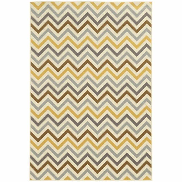 Riviera 4593A Grey/ Gold Indoor/Outdoor Area Rug - 8'6" x 13'