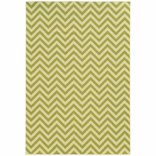 Riviera 4593K Green/ Ivory Indoor/Outdoor Area Rug - 1'9" x 3'9"