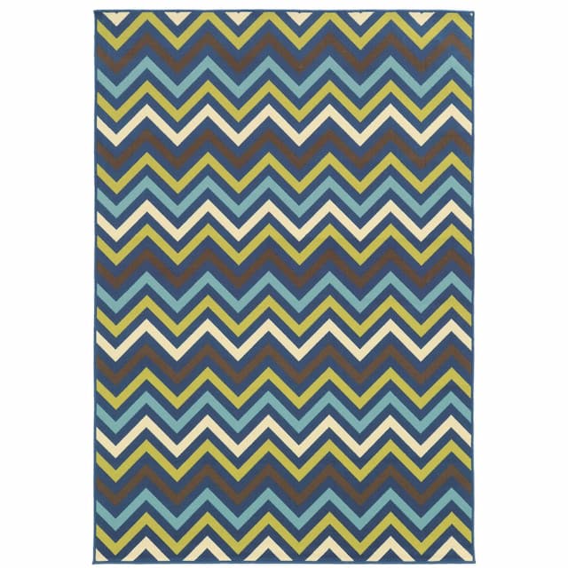 Riviera 4593S Blue/ Green Indoor/Outdoor Area Rug - 2'5" x 4'5"