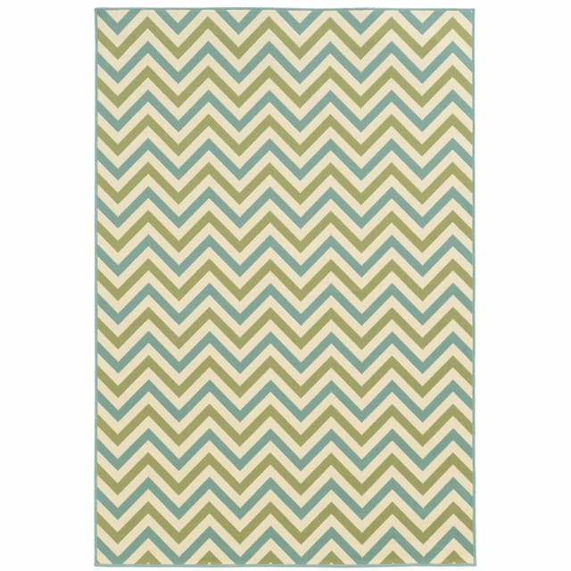 Riviera 4593U Green/ Blue Indoor/Outdoor Area Rug - 1'9" x 3'9"