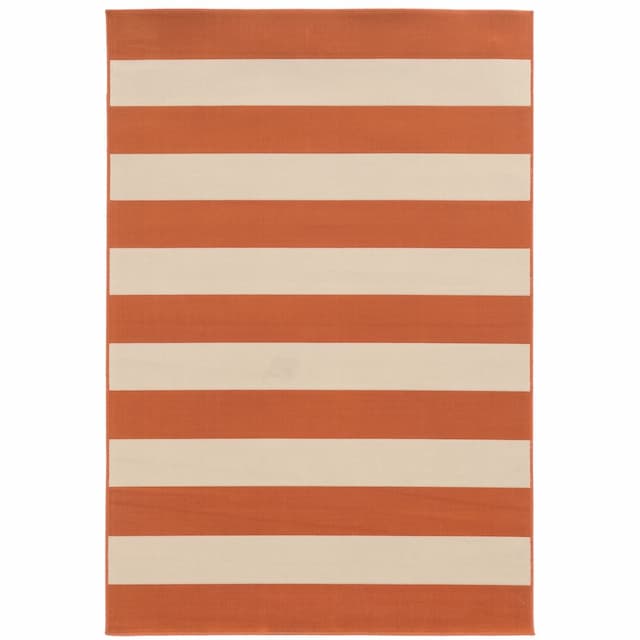 Riviera 4768B Orange/ Ivory Indoor/Outdoor Area Rug - 3'7" x 5'6"