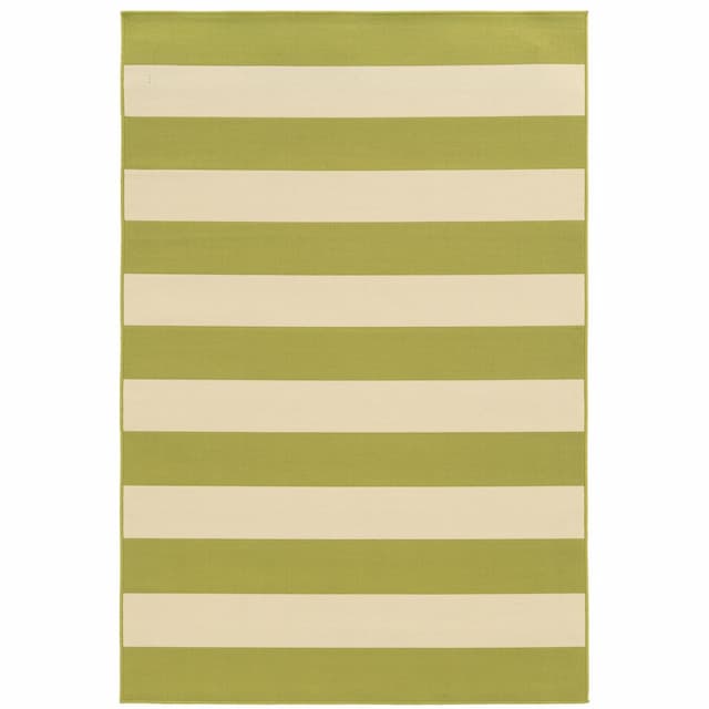 Riviera 4768E Green/ Ivory Indoor/Outdoor Area Rug - 1'9" x 3'9"