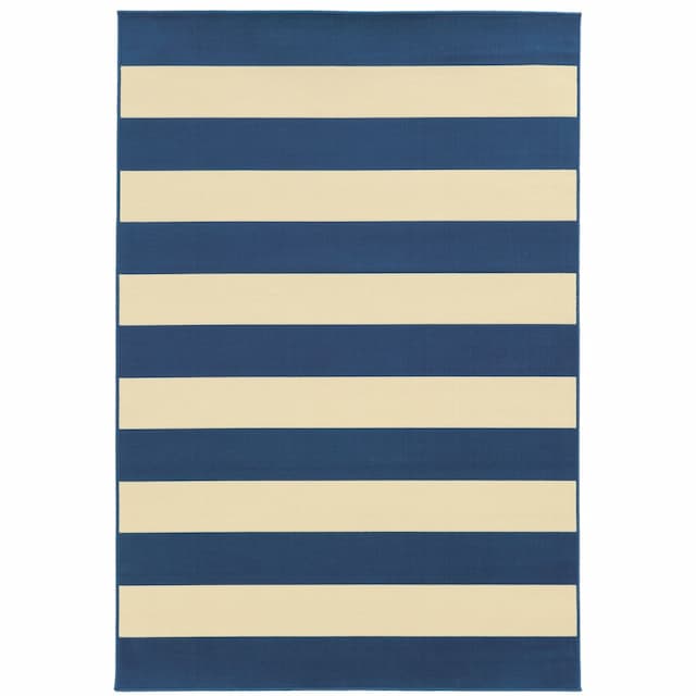 Riviera 4768F Blue/ Ivory Indoor/Outdoor Area Rug - 1'9" x 3'9"