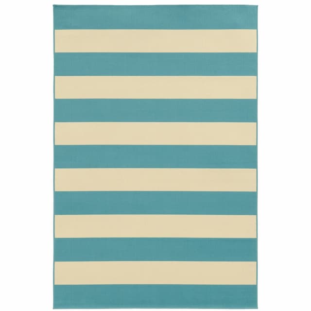 Riviera 4768G Blue/ Ivory Indoor/Outdoor Area Rug - 1'9" x 3'9"