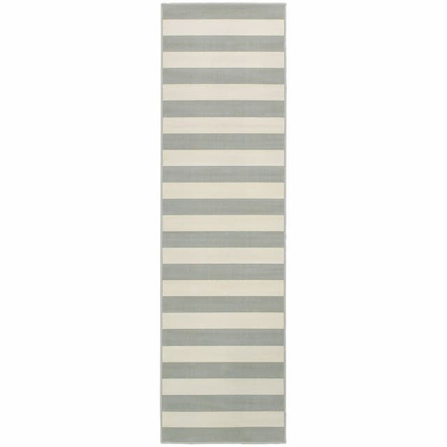 Riviera 4768H Grey/ Ivory Indoor/Outdoor Area Rug - 2'3" x 7'6"