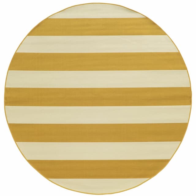 Riviera 4768K Gold/ Ivory Indoor/Outdoor Area Rug - 7'10" Round