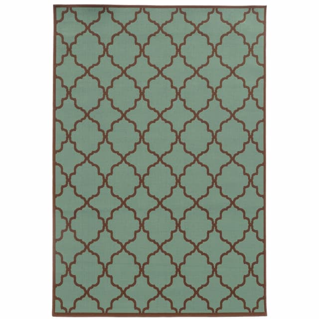 Riviera 4770A Blue/ Brown Indoor/Outdoor Area Rug - 5'3" x 7'6"