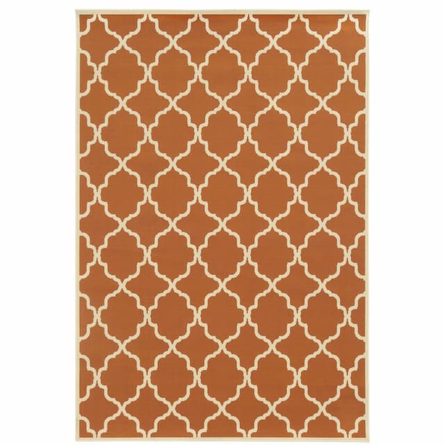 Riviera 4770D Burnt Orange/ Ivory Indoor/Outdoor Area Rug - 2'5" x 4'5"