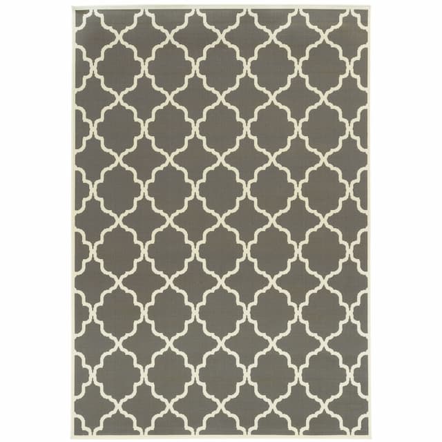 Riviera 4770W Grey/ Ivory Indoor/Outdoor Area Rug - 8'6" x 13'